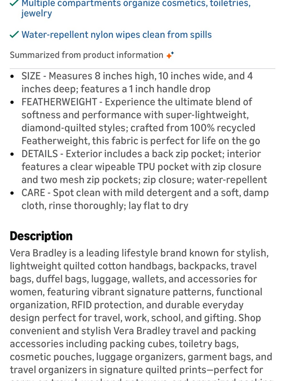 Vera Bradley featherweight Hanging Travel Organizer - Picture 5 of 5